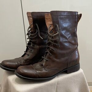 Brown Leather Lace-Up Boots